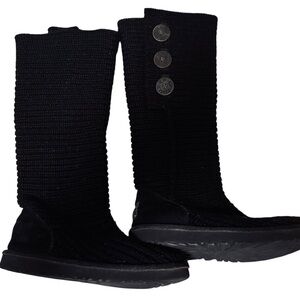 UGG Black Knit Button Boots